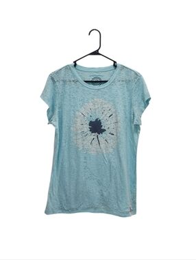 Life Is Good Fitted Light Blue Dandelion Burnout Texture Tee Size XL